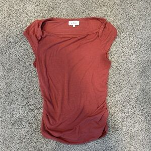 Rust Cap-Sleeve Ribbed